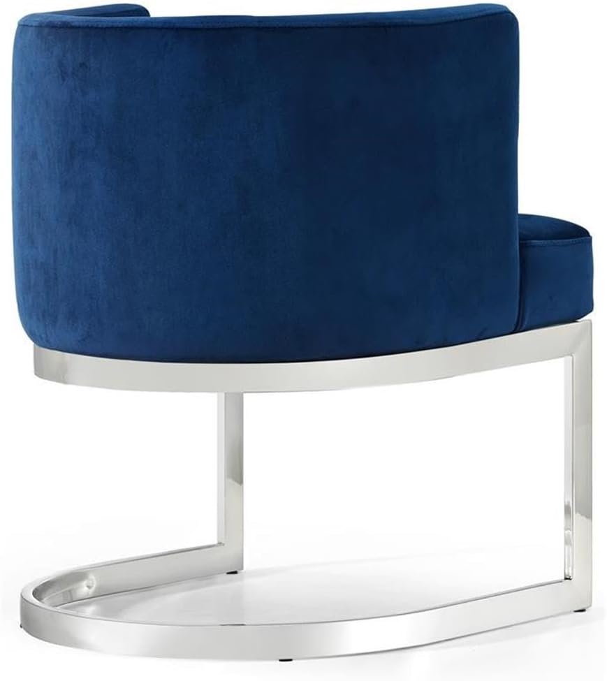Meridian Furniture Gianna Collection Modern | Contemporary Velvet Upholstered Dining Chair with Polished Chrome Metal Frame, 24" W x 22" D x 29.5" H, Navy