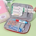 First Aid Bag Empty, Small Portable Empty First Aid Kit Bag, Lightweight Waterproof Medical Storage Pouch, Dividers Travel Medicine Bag for Home Office Camping Hiking Car Emergency, Red