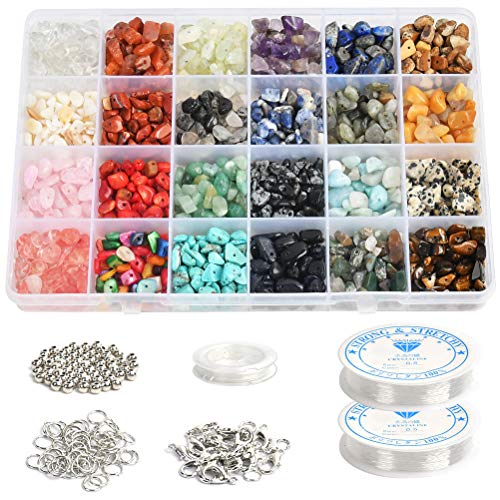 BUYGOO Crystal Beads for Jewelry Making Bulk, 1323Pcs Crystal Chip Beads and Jewelry Making Gemstones Kit, Natural Gemstone Beads Irregular Chips Stones for Earring Necklace and Bracelets Making