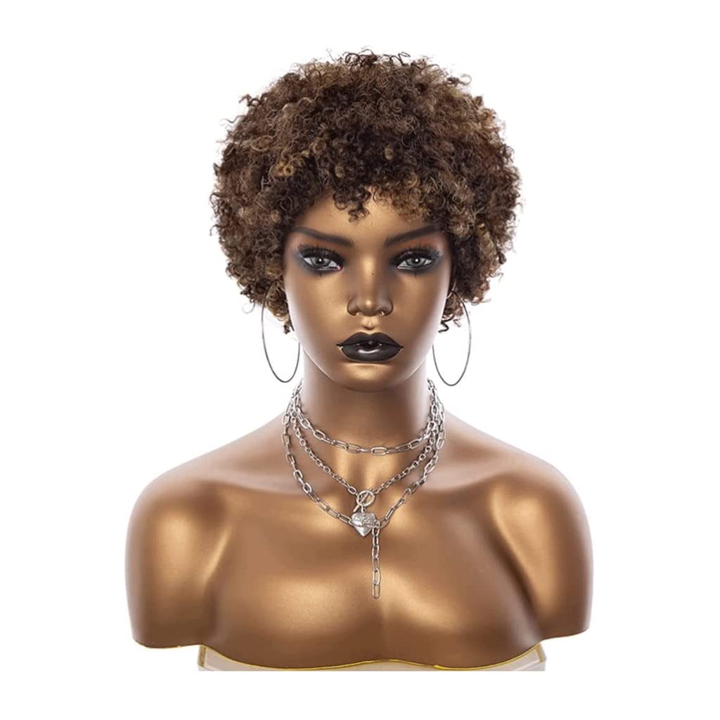 LIOONS Parrucca realistica Parrucche Corte Ricci per Donna alla Moda Parrucche per Capelli Ricci Corti di Colore Misto 6,5 "/ 17 cm Parrucche per Cosplay per Donne africane Eleganza Naturale