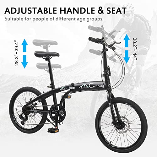 20 Inch Folding Bike, 7 Speed Foldable Bike with 100%