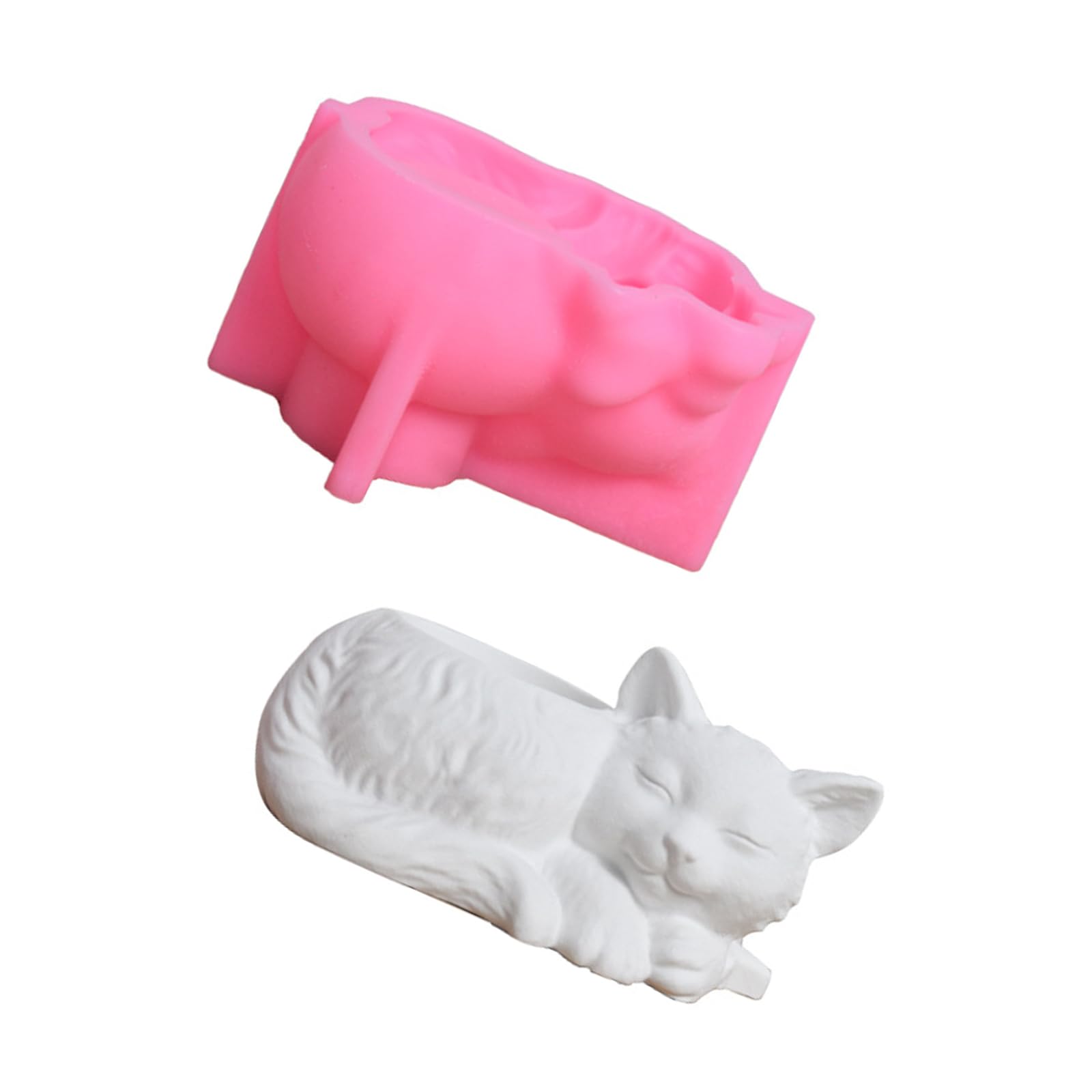 HZBB Kitten Shape Cup Silicone Mold Flowerpot Silicone for Epoxy Resin Container Soap Holiday Decorations Artistic Cement Mold for Beginner