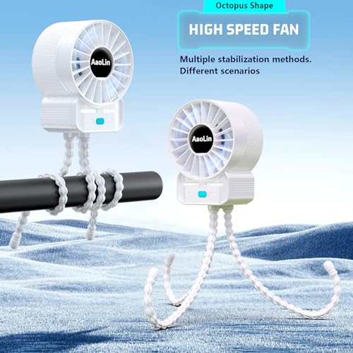 Image of multifunctional USB rechargeable portable stroller small fan 4 speed 6600rpm high speed mini small handheld cooling fan extended flexible tripod for desktop wrap crib bike treadmill car kids gift