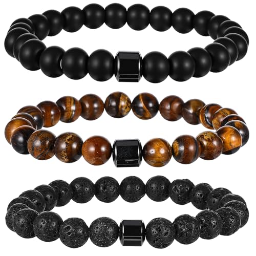 TIESOME Lot de 3 bracelets Bracelet œil de tigre pour