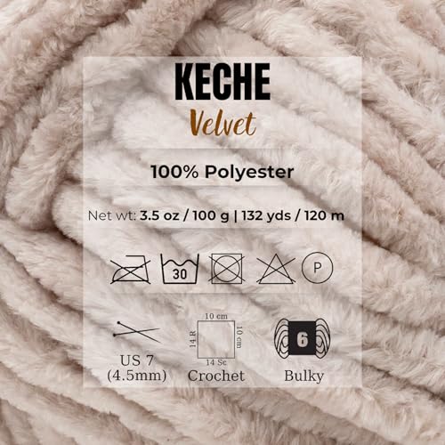 Image of Keche Velvet Yarn for Crocheting, Soft Chenille Bulky Baby Blanket Amigurumi Yarn 100 gr (132 yds) (Dusty Pink, 5 SKEINS)