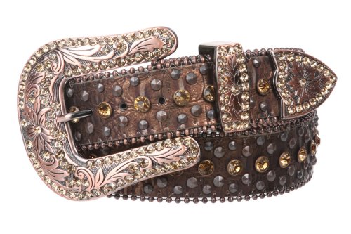 Western Cowgirl Faux Alligator Rhinestone Studded Leather Belt