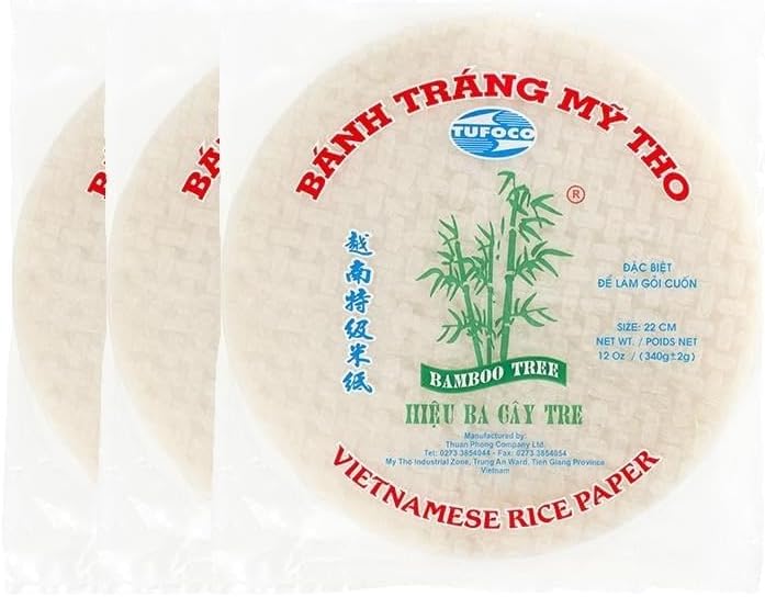 Bamboo Tree Spring Roll Rice Paper Wrappers, 22cm (3 Packs)