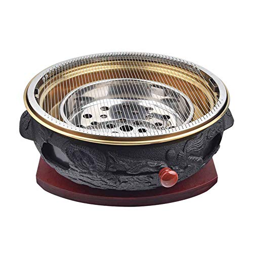 Cast Iron Charcoal Grill, Multi-Function Consumer And Commercial Smokeless Grill, Thick And Durable Healthy Grill Pan Frying Pan,K