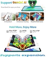 TECLAST 10.1 Zoll Android Tablet mit Gemini AI, Tablets mit Tastatur und Stift 10-Zubehör, 64GB ROM (bis TF 4TB), 6000mAh, Widevine L1, GPS, 5G Wi-Fi, BT 5.4, OTG, Type-c Anschluss – Ansicht 4