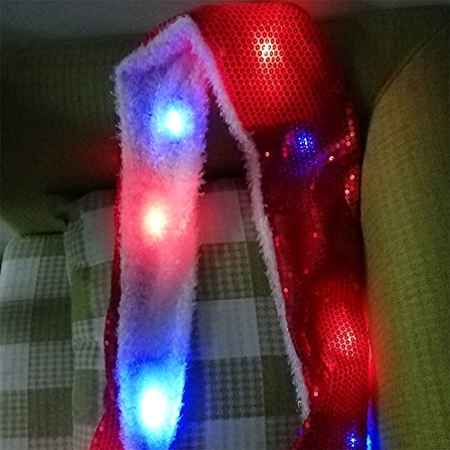 Luwint Colorful Led Flashing Sequin Scarf - Novelty Cool Lights Up Rave Clothing Accessories Toys Gifts For Women Kids Halloween Costume Birthday Party Games Ideas (Red) #TOP3