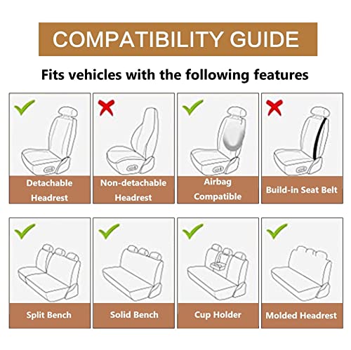 Image of HAIYAOTIMES Leather Car Seat Covers Full Set, Waterproof Leatherette Automotive Vehicle Cushion Cover with Non-Slip Bottom, Universal Fit for Most Cars, sedans, Vans, SUVs, Black