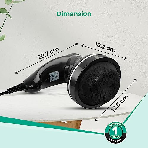 AGARO Atom Electric Handheld Full Body Massager with 3 Massage Heads, Mesh Cover, Variable Speed Settings for Pain Relief and Relaxation, Back, Arms, Leg & Foot, Black. (Image - 6)