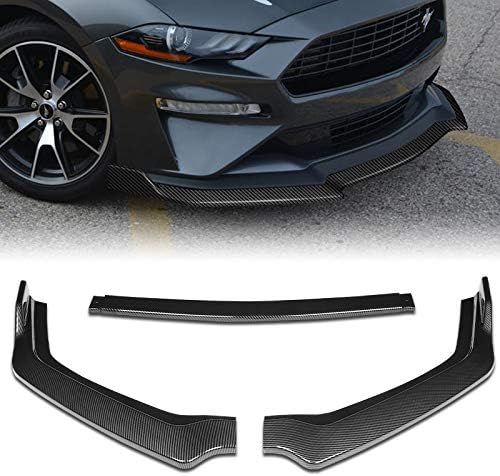 3PCS Front Bumper Lip Kit fit for compatible with 2018-2023 Ford Mustang, GT-Style Splitter Trim Protection Spoiler, Air-Dam-Chin-Diffuser (Carbon Look)