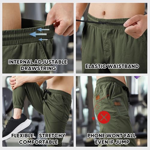 Image of JMIERR Mens Cotton Stretch Joggers Casual Twill Athletic Track Pants
