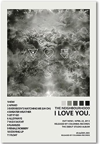 The Neighbourhood Poster Home Decoration Music Art Posters HD Canvas Print Bedroom Decorative Painting Fans Souvenir Collection Gift (Gold,12x18in Unframe)