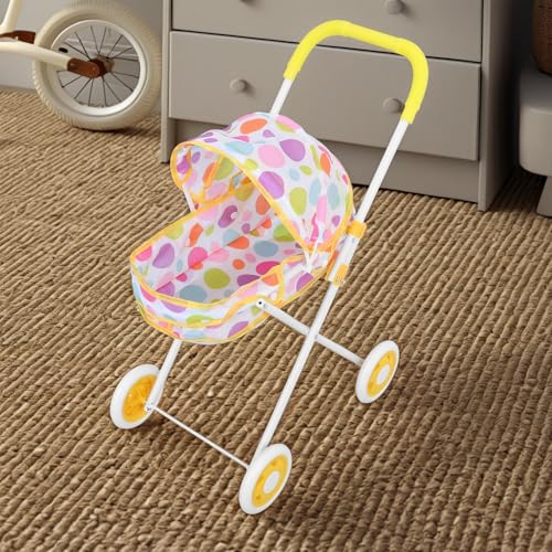 Cochecito de muñeca con asa acolchada y estructura plegable de ABS 6