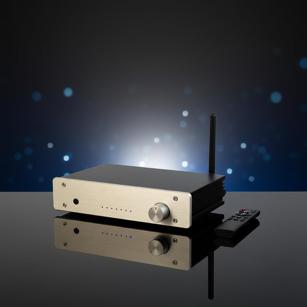 SM618 Bluetooth 5.0 Stereo Audio Receiver Amplifier 2.1 Channel Mini Hi-Fi Class D Integrated Amp 50 Watt x2+100 Watt for Home Outdoor Passive Speakers/Subwoofer Powered Subwoofer (Black)