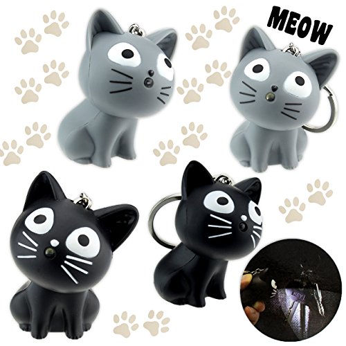 Preisvergleich Produktbild Cepewa Schlüsselanhänger Katze Kater LED Sound Licht MIAU Mauzen Schlüsselring