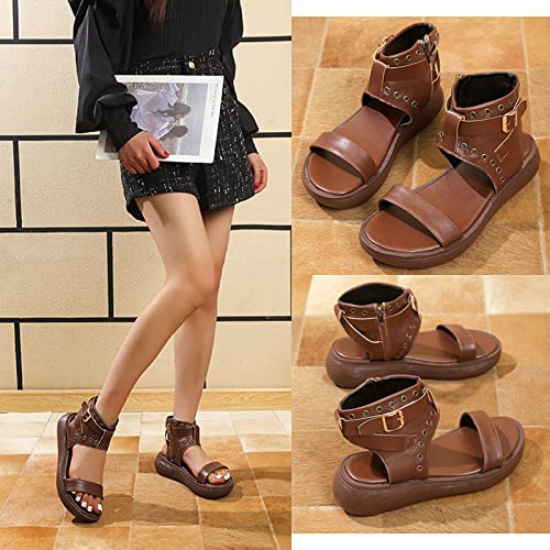 Women's Leather Bands Platform High Top Roman Sandals with Adjustable Ankle Buckle Open Toe Breathable Casual Fashion Gothic Sandals2