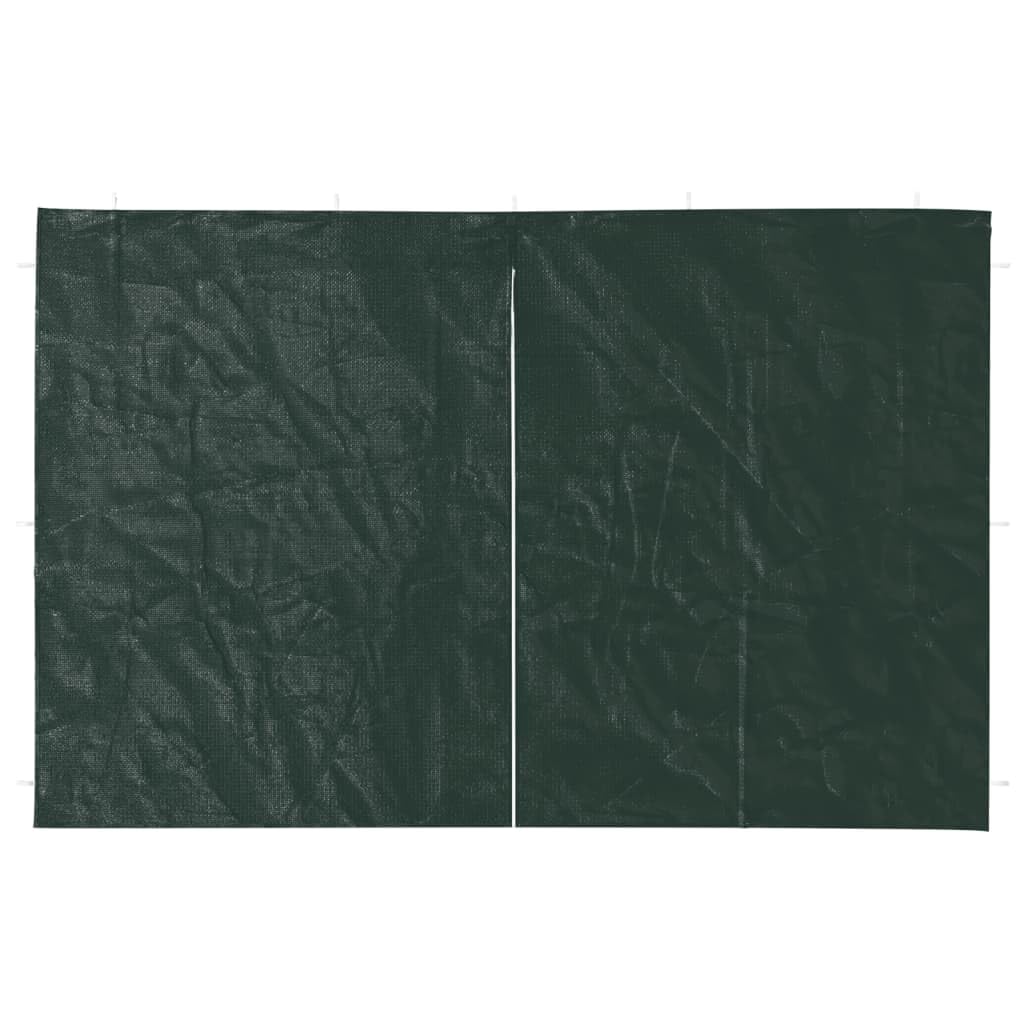 Ściany boczne namiotu imprezowego, 2 sztuki, zielone PE z zamkiem błyskawicznym, odporne na promieniowanie UV i wodę, 300 x 195 cm, z zapięciem na rzepy, do pawilonu ogrodowego, tarasu