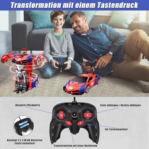 Herefun Transformator Ferngesteuertes Auto Spielzeug für Junge Mädchen ab 8 Jahre, Ferngesteuertes Auto Roboter… – Ansicht 3