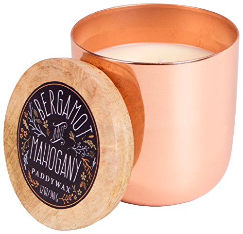 Paddywax Foundry Collection Scented Soy Wax Candle in Copper, 12-Ounce, Bergamot & Mahogany