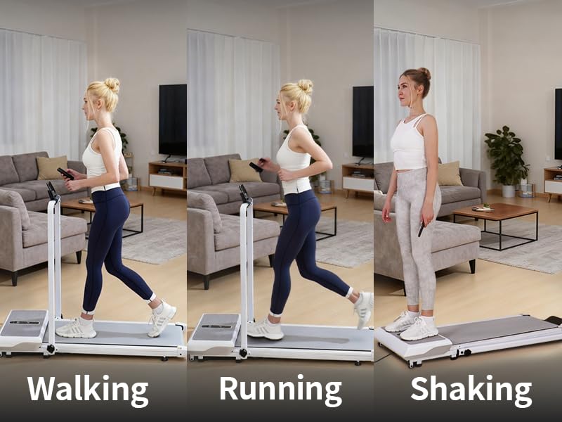 Image of Jogging Vibration Workout Pad，2 in 1 Under Desk Treadmill, 500W Low Noise Walking Vibration Pad with Remote Control LED Display,Foldable Treadmills for Home Office,330 Lbs Capacity