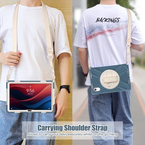 Image of ProElite Cover for Motorola Pad 60 Neo 11 inch 2025 Cover Case, Rugged 3 Layer Armor case cover for Motorola Pad 60 Neo 11 inch with Hand Grip & Rotating KickStand with Shoulder Strap, Cornflower Blue