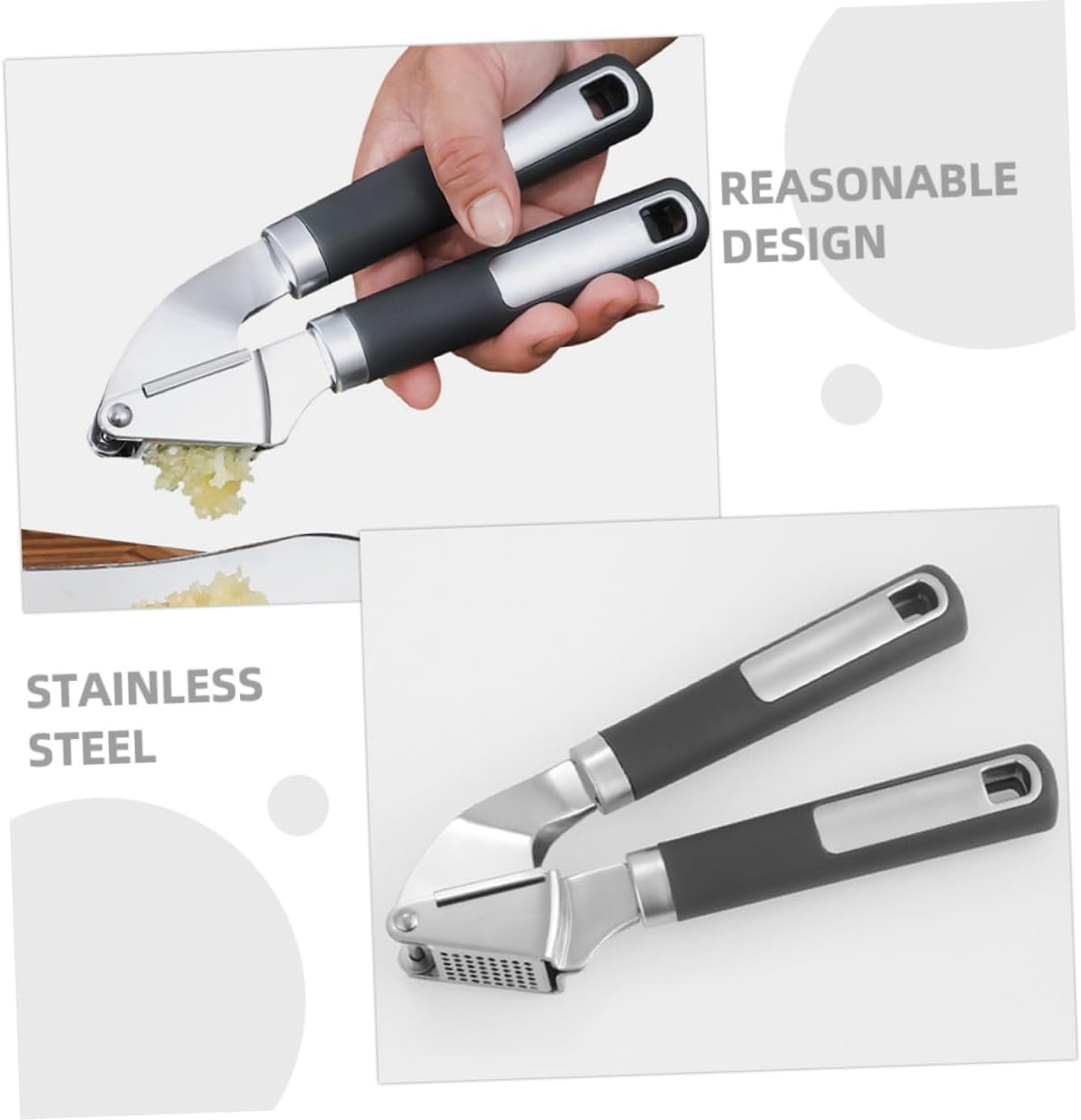 Manual Stainless Steel Garlic Press Garlic Mincer Tool Kitchen Metal for Home Cooking and Food Preparation