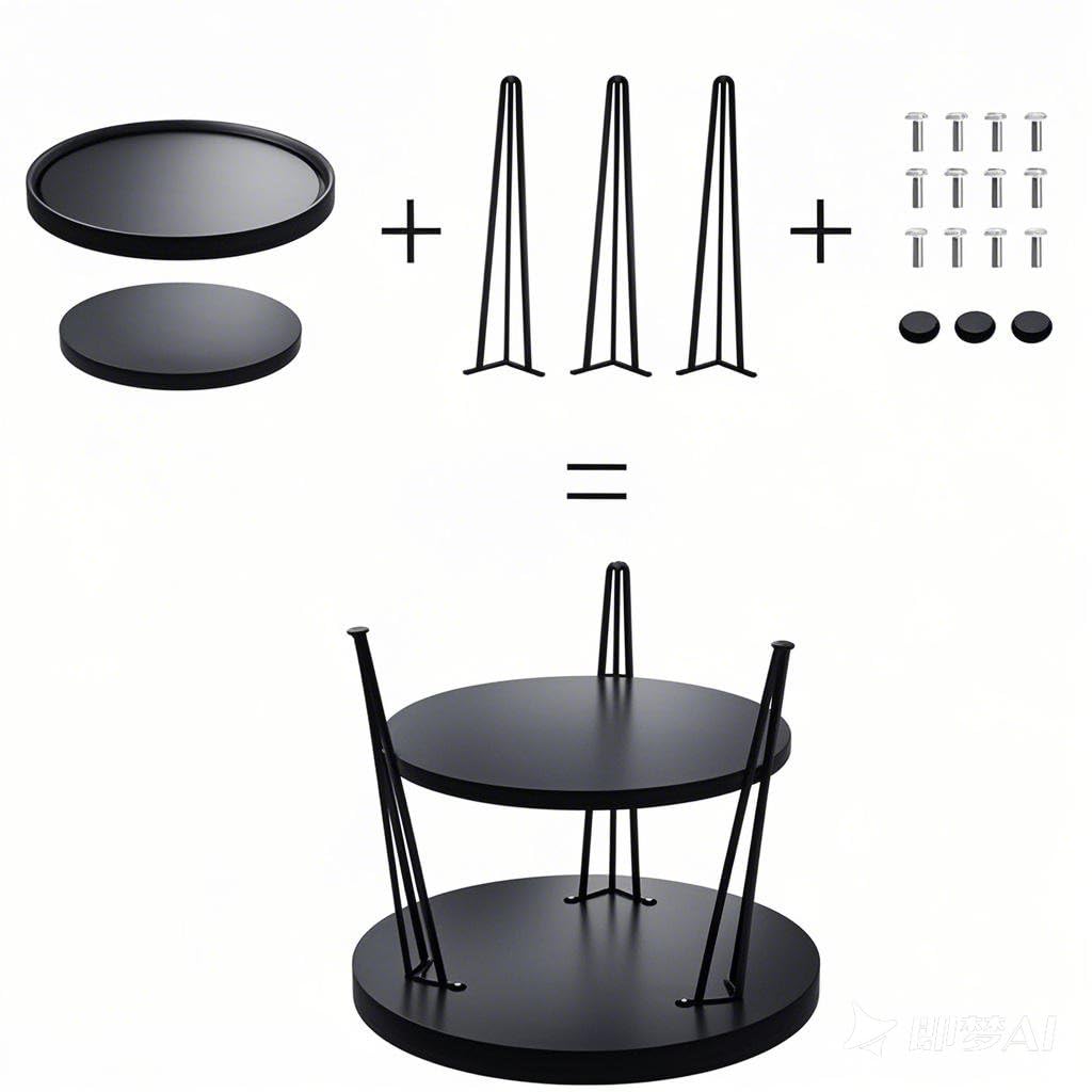 Mesa de Centro Redonda de 2 Niveles Negro, 50 x 60 cm (Ø x H)