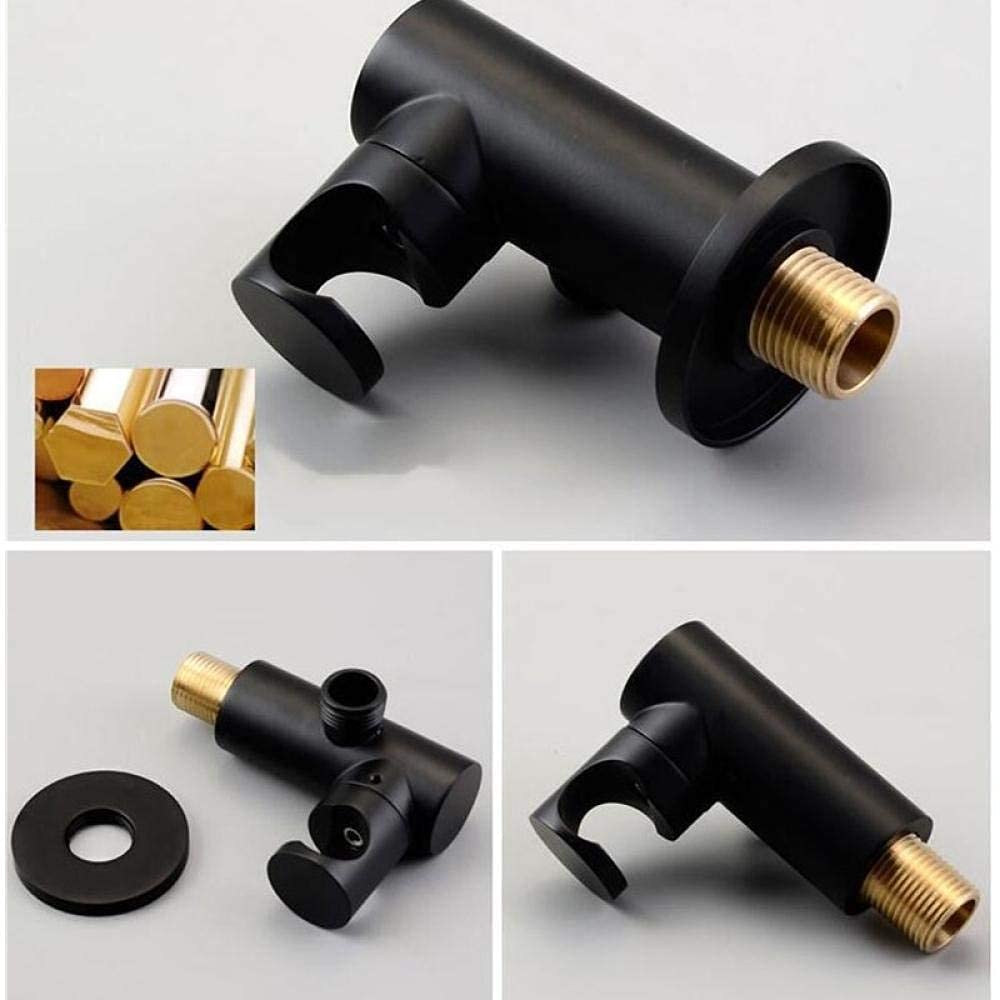 Juego de grifo de baño de latón montado en la pared + cabezal de ducha, cepillo de ducha de mano, dorado y negro