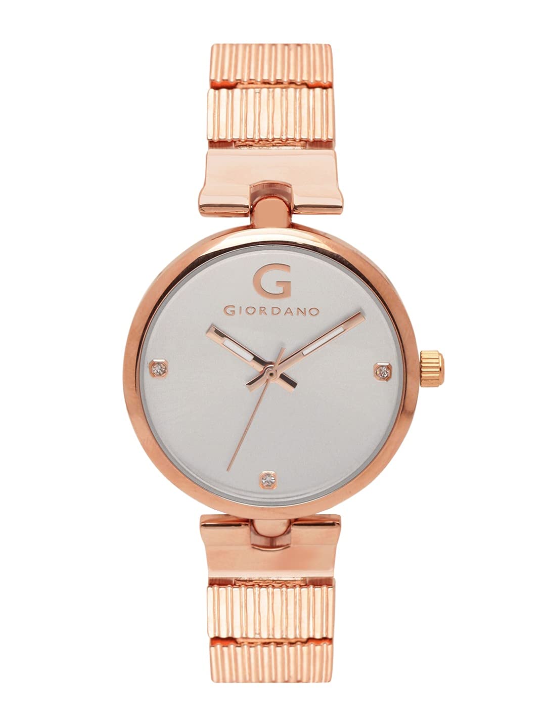 Giordano Analog Watch for Women with White Crystal Studded Dial, Rose Gold Case and Unique Designed Metal Strap Ladies Wrist Watch Gift for Women A2058-33 (B0758C4G9W) Amazon Price History, Amazon Price Tracker