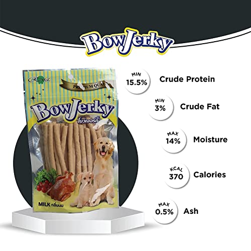 Image of Chicken & Milk Dog Treats 200g - Protein Rich Treats for Training & Reward, Healthy Jerky Sticks for Puppies & Adult Dogs, Low Fat Nutritious Snack, Tasty Chew Treats for All Breeds