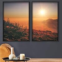 2 Piece Framed Canvas Wall Art Sunset in The Mountains Canvas Prints Home Artwork Decoration for Living Room,Bedroom - 16