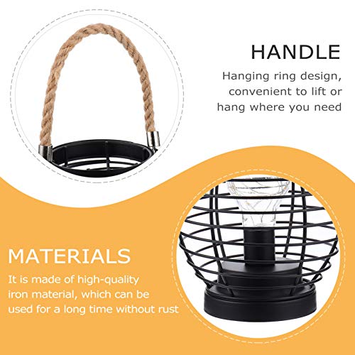 Lurrose Lanterna Estilo Gaiola Luz Led Luz Operada por Bateria Abajur de Noite Vintage Com Corda de