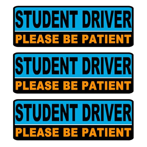 Image of 3 Pack Student Driver Magnet for Car, Magnetic Student Driver Sign for Vehicle, Reflective Warning Bumper Sticker Magnet Sign for New Driver, 10 inch x 4 inch (BLUE)