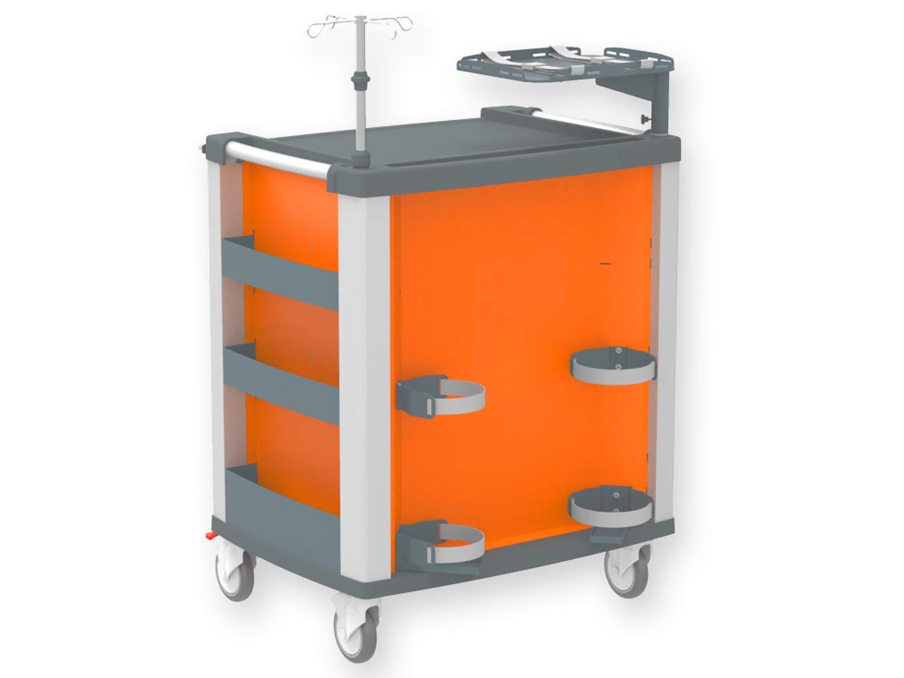 GIMA - Compact medium kart emergenza, in alluminio, con 4 cassetti, arancione, 804x616xh975 mm, 45668