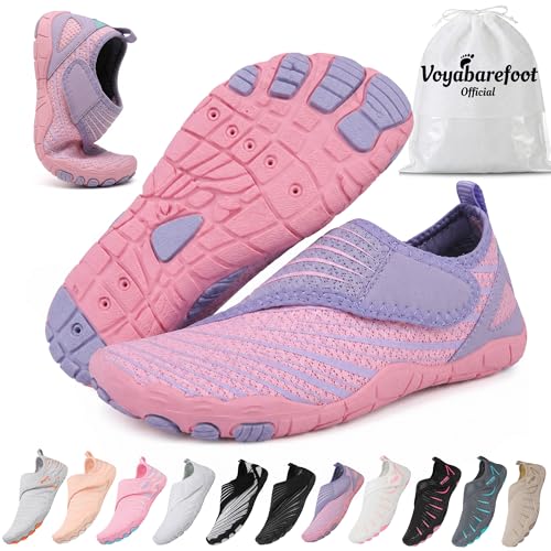 Barefoot Shoes for Women Men Lightweight Flexible Breathable Slip-On Walking Running Hiking & Water Shoes with Wide Toe Box (Pinkish-Purple Adult Women 6 Numeric US Footwear Size System Medium)