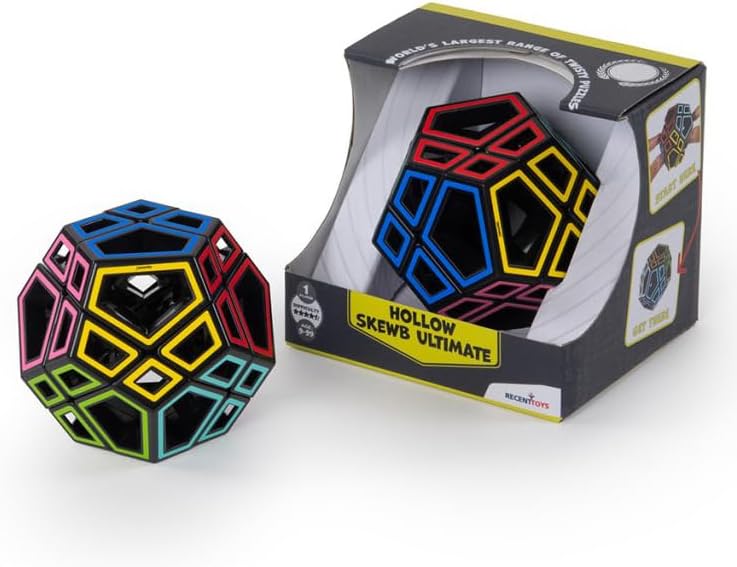 Meffert's Hollow Skewb Ultimate - The Original Transparent 12-Faced Brainteaser Puzzle from Recent Toys - Travel-Friendly Fun for Ages 9-Adult