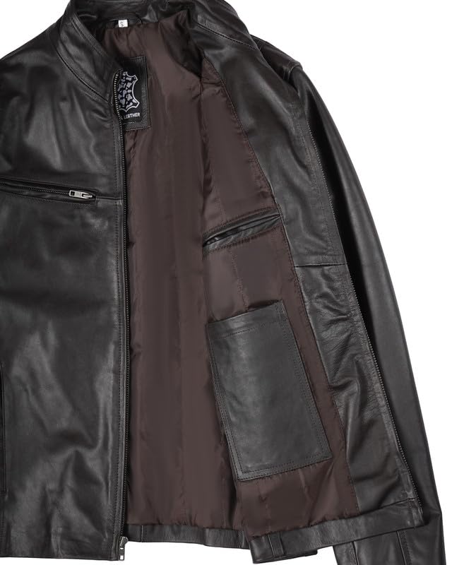 Image of Decrum Men Leather Jacket - Casual Stylish Real Lambskin Leather Jackets for Mens