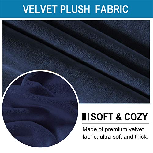 4 Pieces Velvet Recliner Couch Covers, Stretch Single Seat Recliner Slipcovers With Side Pocket, Home Theater Seating Cover (Navy) #TOP2