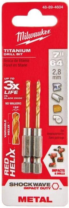 Milwaukee SHOCKWAVE 7/64in Titanium Drill Bits With RED - View #8