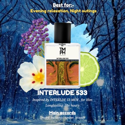 Image of TMPerfumehouse Interlude 533 EDP for Men | Smoky, Resinous & Long Lasting Perfume Spray | Amber, Smoky & Woody Fragrance | Luxury Gift for Him | TMPH | 50ml