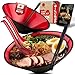 Produktbild LunchHero® Ramen Schüssel Set - Ramen Bowl Schüssel 900ml aus Melamin - Ramen Set Geschirr mit großer Suppenschüssel - Japanisches Geschirr Set - Ramen Schale Set mit Rezepte eBook - 2er Set