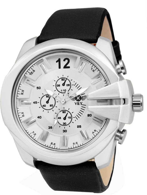 V&Y Latest Exquisite White Analogue Dial with Black Leather Strap Watch - for Men Boys (B0B1YZJ76T) Amazon Price History, Amazon Price Tracker