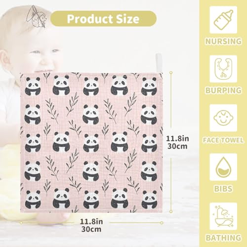 vvfelixl Baby Muslin Washcloths Cute Simple Panda Stick Figure Baby Burp Cloths Cotton Babys Face Towel for Newborn Infants Boys Girls Soft and Absorbent 11.8 X 11.8 in, 3 Pack4