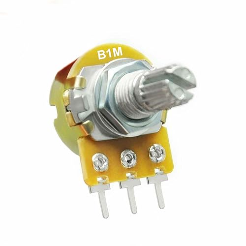 Miniatura 2 de 10PCS WH148 Potenciómetro de una sola articulación resistencias variables 0.591 in eje 3Pins potenciómetro Kit (1M con perilla naranja)