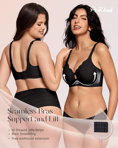 Image of ProKloud Bras for Women No Underwire Wireless Jelly Bras Full Coverage Seamless Push Up Bralettes Support Tshirt Bra