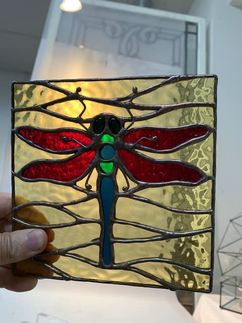 Amazon.co.jp: ステンドグラス トンボ 15X15 : ホーム＆キッチン