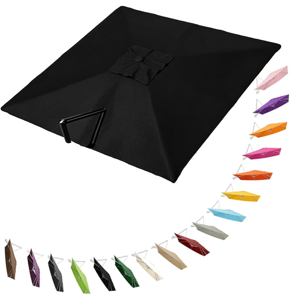 HAEKEBC Square Offset Umbrella Canopy Cantilever Patio Umbrella Replacement Canopy 8 Ribs Parasol Replacement Canvas For Yard Pool(Black,3x3m (9.8x9.8ft))